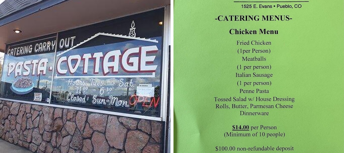 Pasta Cottage Menu